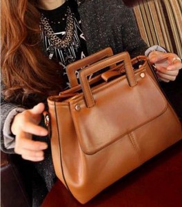 Brown PU Leather Handbag