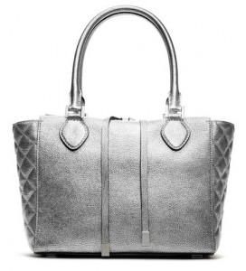 Michael Kors Miranda Quilted-Side Tote Silver