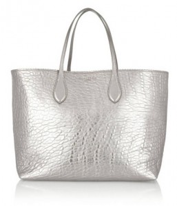 Rochas Silver Textured Leather Tote