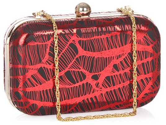 Molcha Metallic Red With Modern Print Clutch