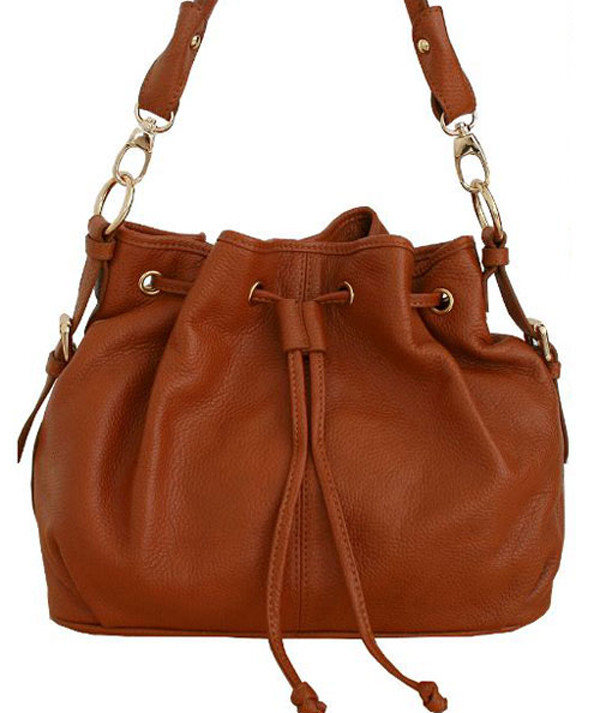 High on Leather Brown Drawstring Bag