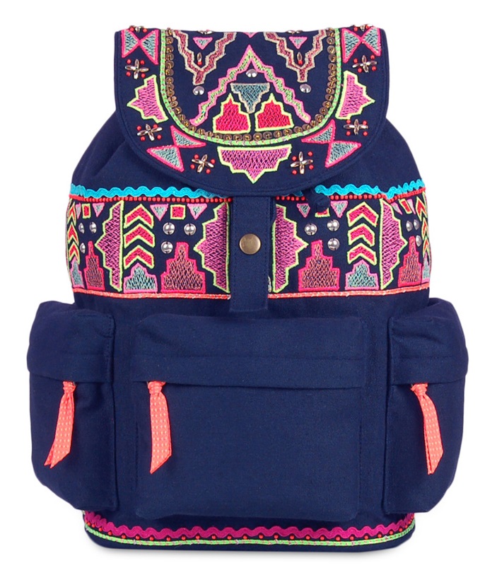 Limeroad Blue Embroidered Backpack