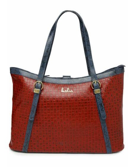 holii red navy leather shoulder handbag - bagslounge.com - myntra