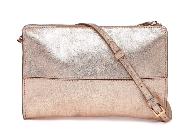 Accessorize Gold Toned Textured Leather Sling Bag