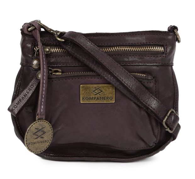 KOMPANERO Purple Leather Textured Sling Bag