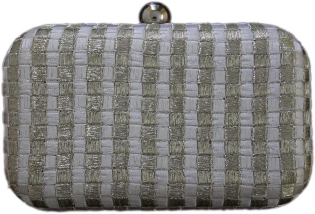 White and Silver Box Clutch